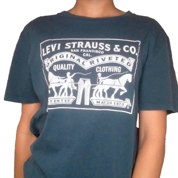 Levi two horse L blue and white graphic relaxed fitting tee - Picture 2 of 3